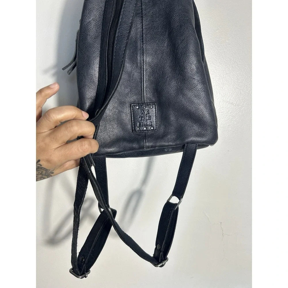 Free People Black Leather Backpack Satchel